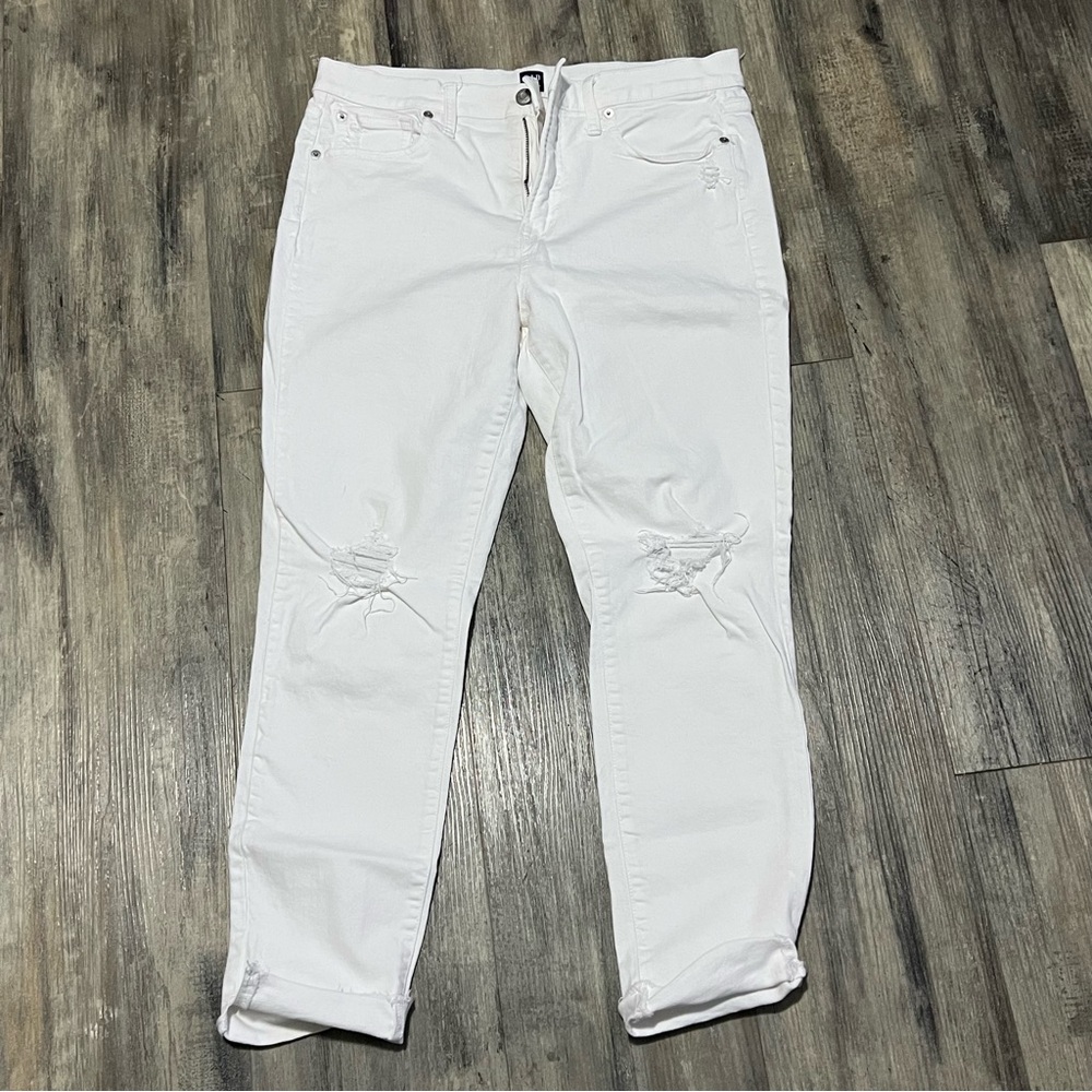 Gap True Skinny Raw Hem Distressed Sz 30 White Denim